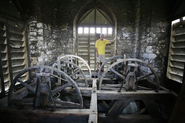 St. Mary's, Holme-next-the-Sea
The Tower Captain, Tony Foster, with the ring of five bells
Photo by David Morris St. Mary's, Holme-next-the-Sea
The Tower Captain, Tony Foster, with the ring of five bells
Photo by David Morris